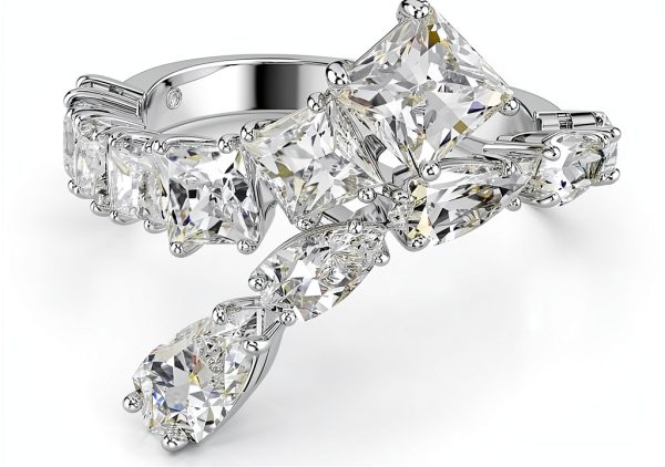 Anello Swarovski Matrix zirconi trasparenti design rodio