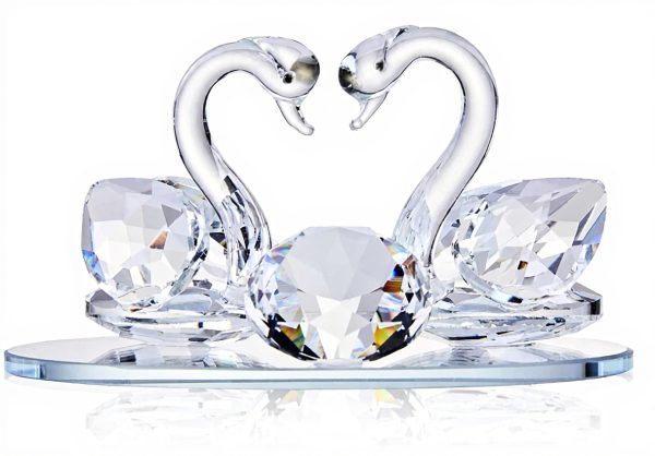 Soprammobile cigno doppio cristallo Swarovski London