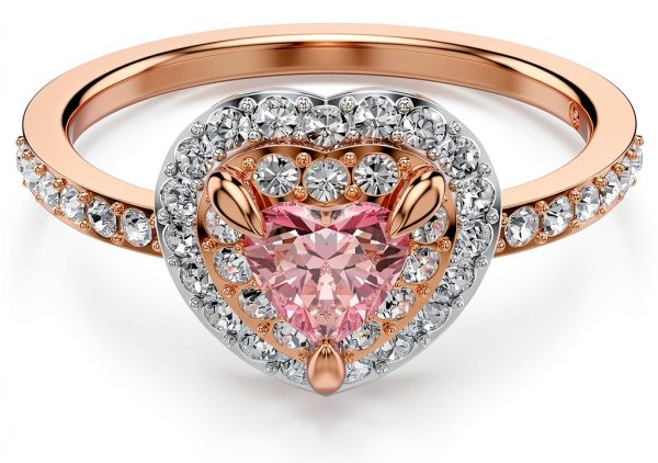 Anello Swarovski Cuore Rosa Cristalli Pavé Donna Gioielli