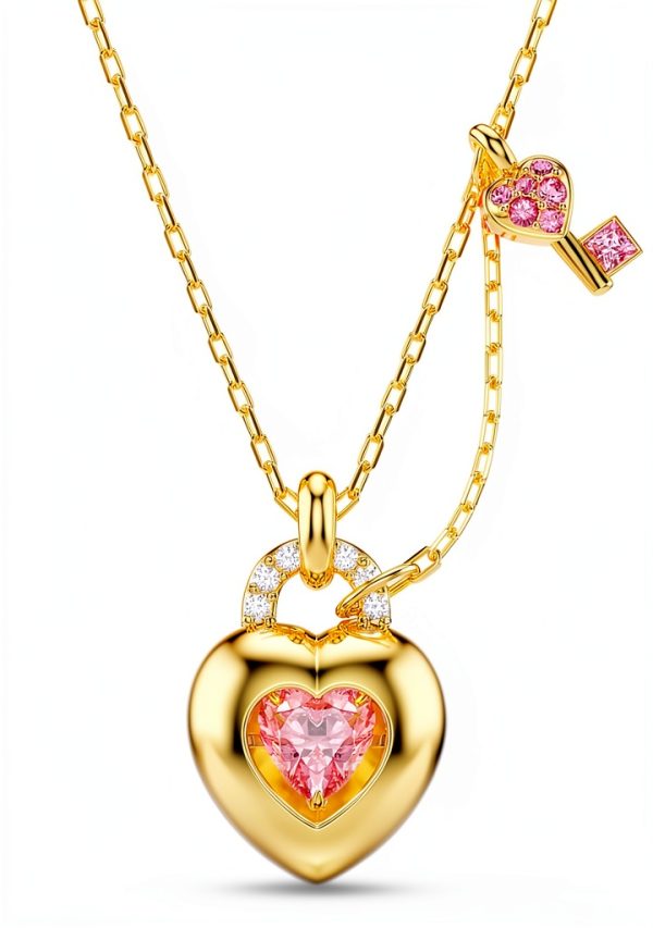 Swarovski pendente cuore chiave rosa ciondolo donna gioielli