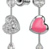 Orecchini Swarovski Idyllia Cristalli Cuore Rosa Versatili-5
