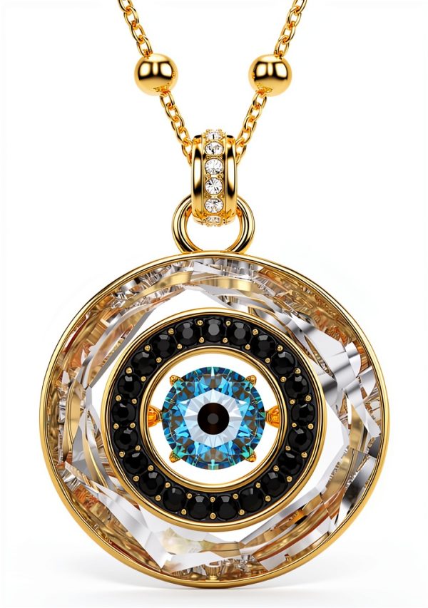 Ciondolo Swarovski malocchio placcato oro unisex zirconia
