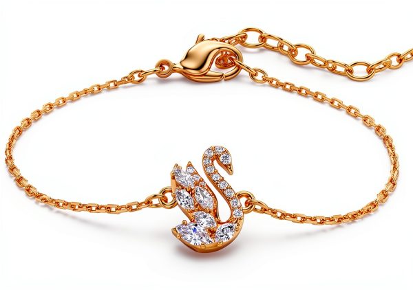 Swarovski Bracciale Cigno Bianco Placcato Oro Rosa Donna