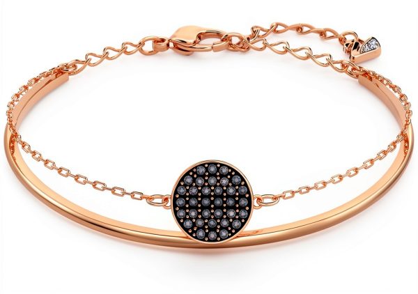 Swarovski Bracciale rigido donna oro rosa cristalli grigi