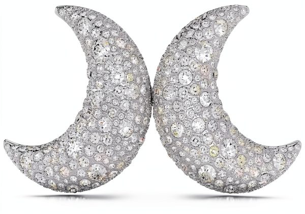 Orecchini Swarovski Luna clip bianchi placcato rodio donna