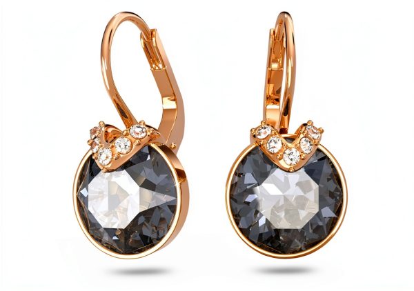 Swarovski orecchini pendenti cristalli grigi oro donna