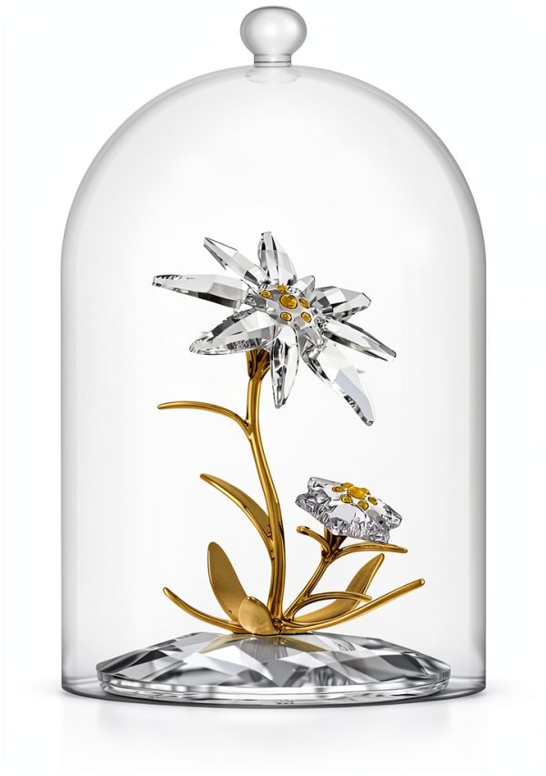 Swarovski decorazione campana vetro cristallo stella alpina