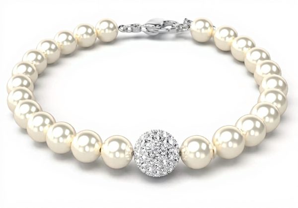 Bracciale Swarovski Remix Crystal Pearl Bianco Rodio Donna