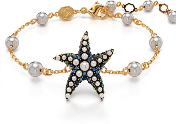 Swarovski bracciale donna oro perle cristallo stella marina